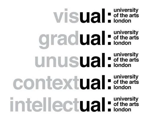 University of the Arts London Wordmark Variations, minimal, swiss, monochrome