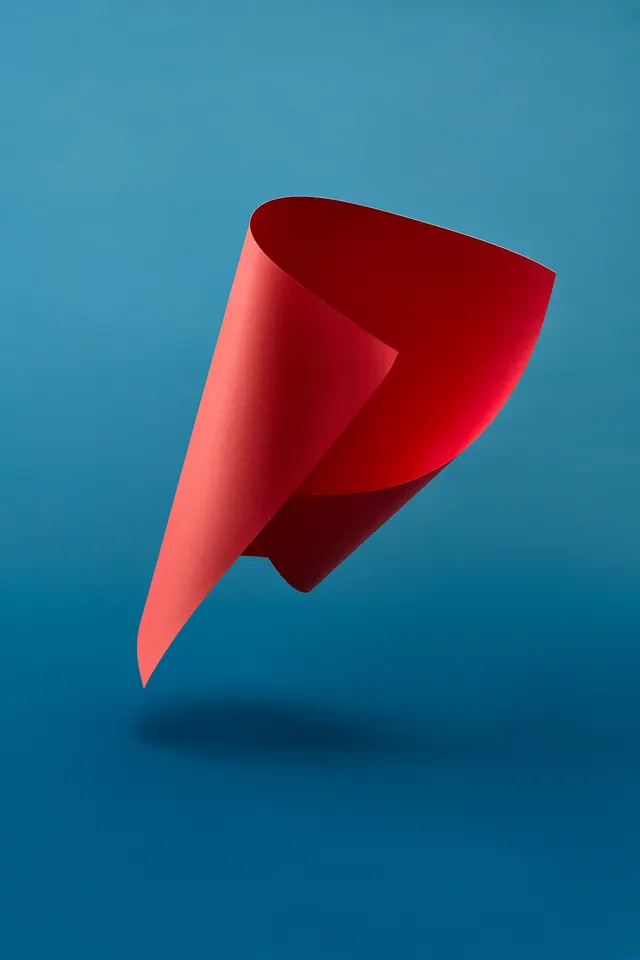 Abstract Red Folded Shape, minimal, 3d-render, vibrant
