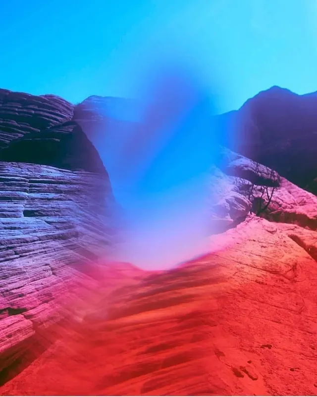 Abstract Landscape with Blue Vapor, abstract, photographic, vibrant