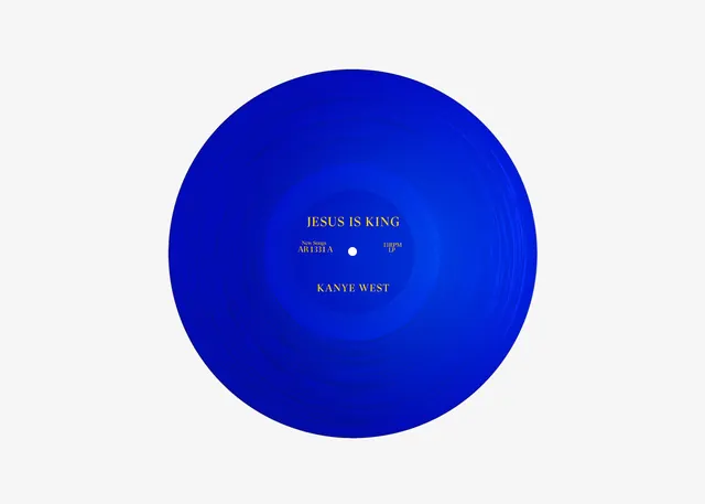 Blue Vinyl Record Mockup, minimal, flat, vibrant