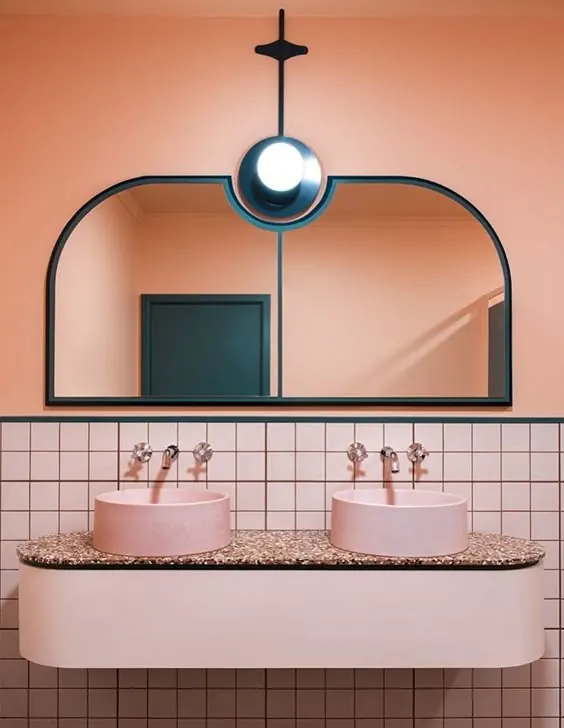 Minimalist Bathroom Interior Design, minimal, geometric, warm