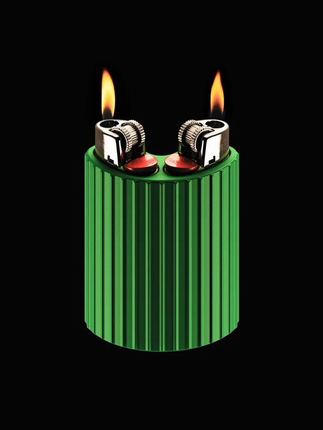 Celery Double-Head Lighter Product Render, minimal, 3d-render, dark