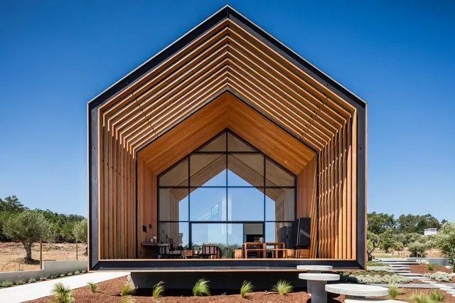 Modern A-Frame Cabin Architecture, minimal, luxury, warm