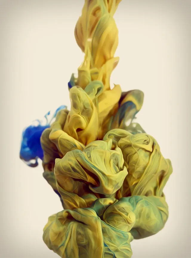 Abstract Fluid Yellow and Blue Swirl, organic, abstract, vibrant