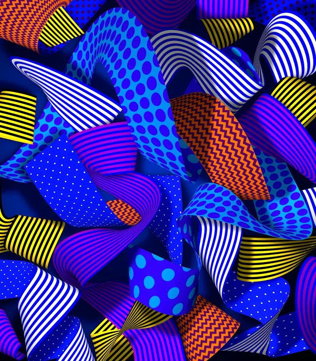 Abstract Geometric Ribbon Pattern, maximalist, geometric, vibrant