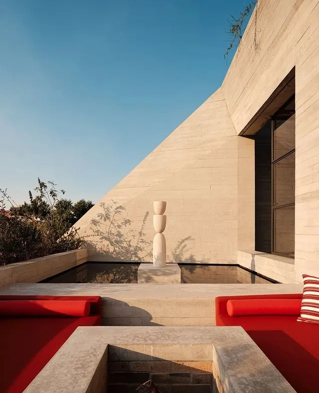 Modernist Architectural Courtyard, minimal, luxury, light