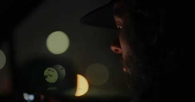 Cinematic Portrait with Bokeh, photographic, dark-mode, dark
