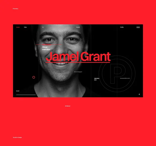 James Grant Portrait Identity, minimal, swiss, high-contrast