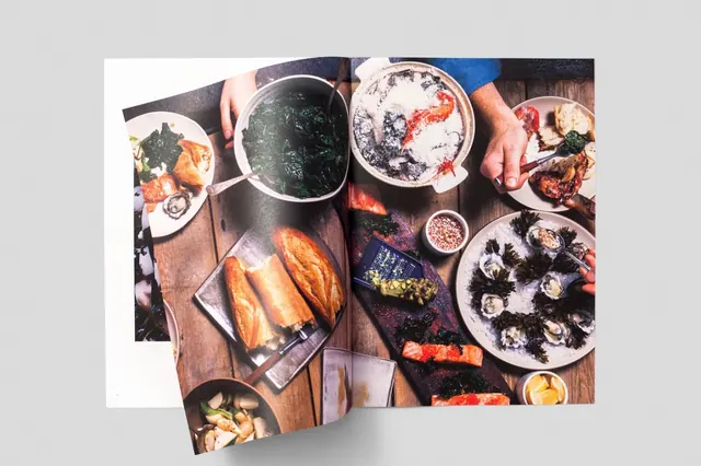 Food and Drink Flat Lay Collage, maximalist, photographic, warm