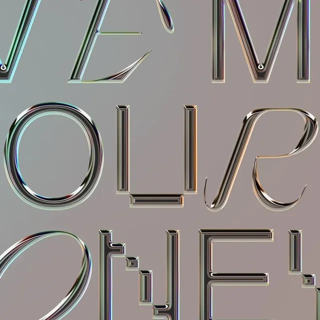 Chrome YOUR mixed letterform study, y2k, 3d-render, gradient