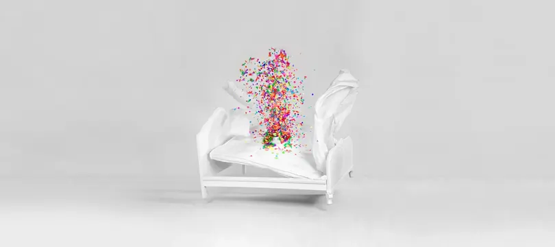 Floral Arrangement on White Chair, minimal, organic, light