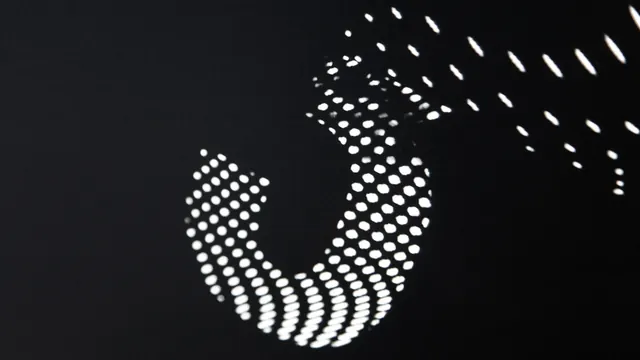 Halftone arc with motion dashes, abstract, minimal, dark
