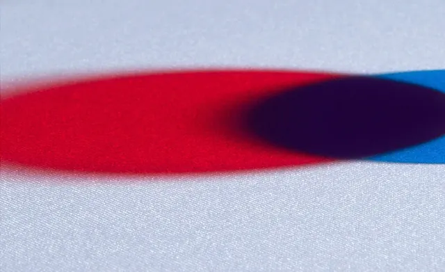 RGB circle overlap on fabric, abstract, minimal, light