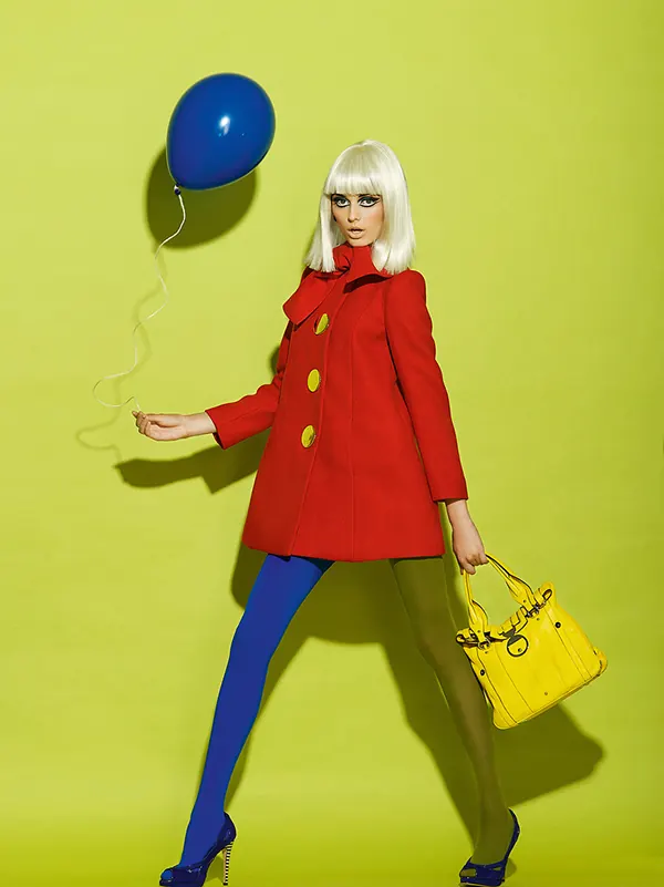 Fashion Portrait with Balloon, playful, photographic, vibrant
