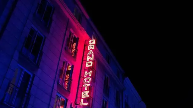 Neon Nightlife Signage, dark-mode, photographic, dark