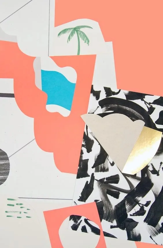 Abstract Collage Composition, brutalist, neo-brutalist, vibrant