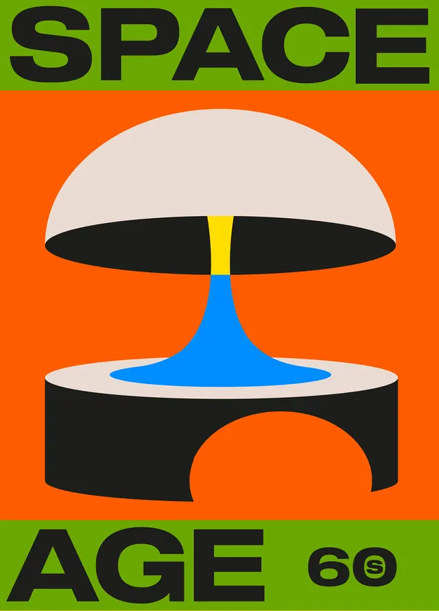Space Age Graphic Design, retro, geometric, vibrant
