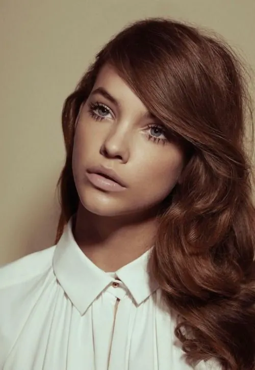 Portrait of a Woman with Auburn Hair, photographic, luxury, warm