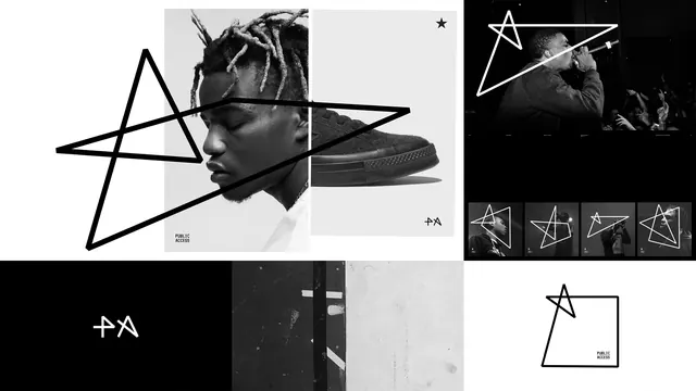 Geometric Collage Identity System, brutalist, editorial, monochrome