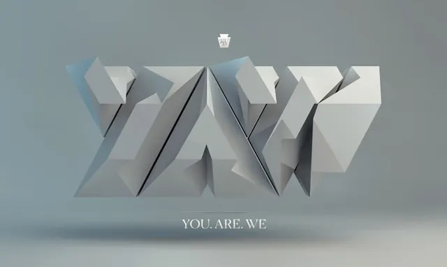 3D Geometric Wordmark Design, minimal, 3d-render, monochrome