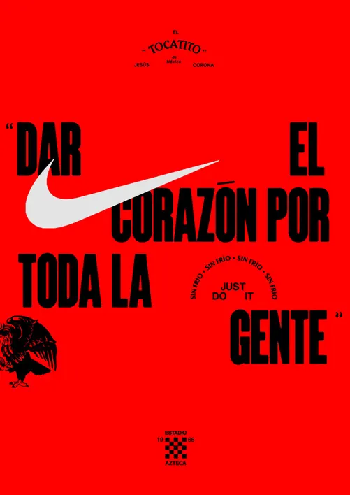Nike 'Dar el Corazon' Poster, brutalist, neo-brutalist, vibrant