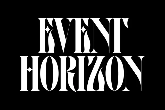 Event Horizon Wordmark, minimal, brutalist, high-contrast