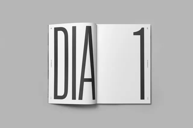 DIA 1 Editorial Spread, minimal, swiss, monochrome