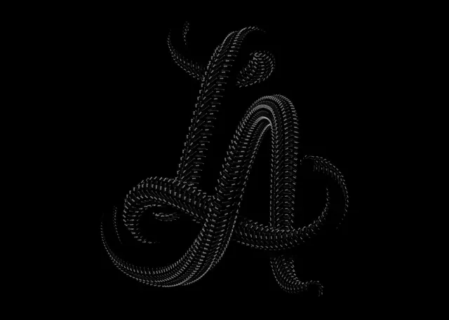 Intertwined Calligraphic Monogram, luxury, monochrome, high-contrast