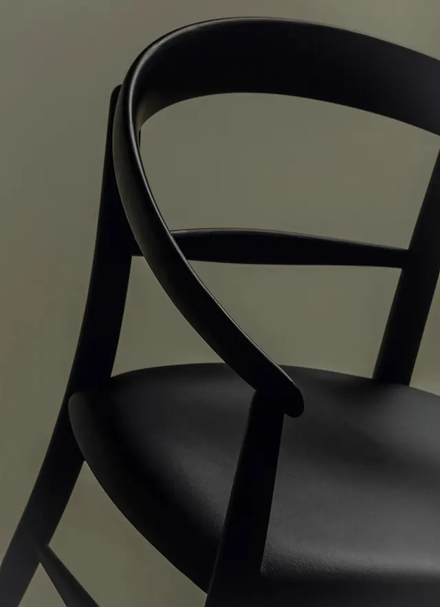 Black Bentwood Chair, minimal, monochrome, dark
