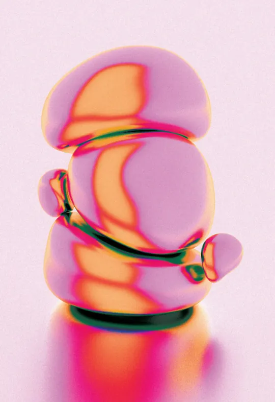 Abstract 3D Fluid Form, 3d-render, organic, vibrant