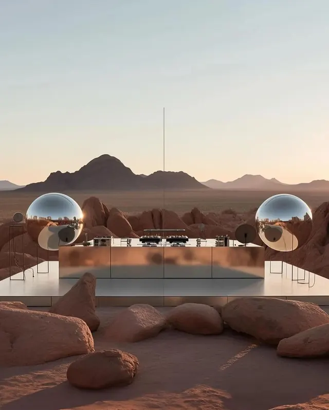 Desert Landscape 3D Render, minimal, luxury, earthy