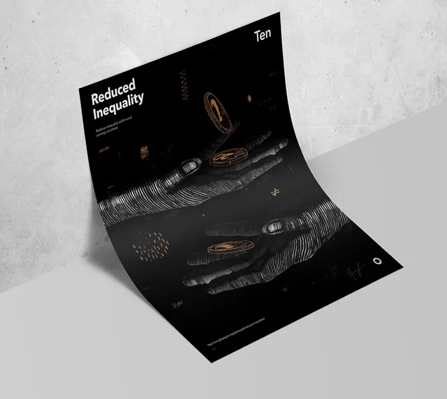 Reduced Inequality Poster Mockup, minimal, editorial, dark