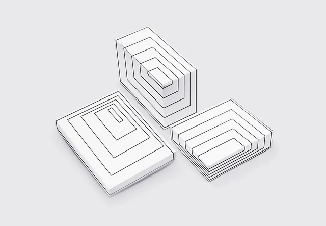 Geometric Isometric Line Art, minimal, geometric, light