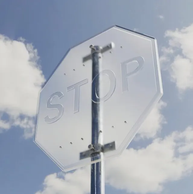 Transparent Stop Sign Mockup, minimal, glassmorphism, light