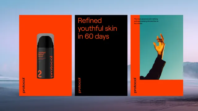 Skincare Product Marketing Layout, minimal, boxed, high-contrast