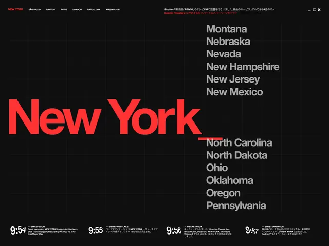 New York State Typography Layout, minimal, swiss, dark