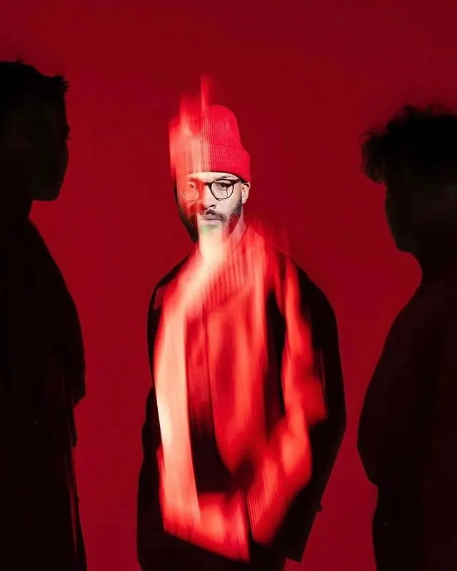 Red Glitch Portrait, abstract, maximalist, vibrant