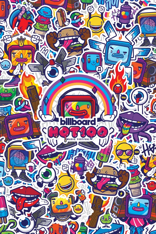 Billboard.io Brand Asset Collage, maximalist, playful, vibrant