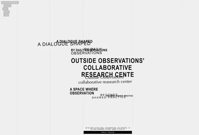 Outsider Observations Collaborative Research Center Identity, minimal, swiss, monochrome