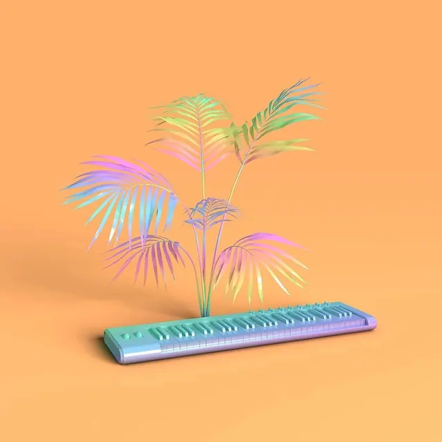 Gradient Palm Tree Illustration, playful, gradient-heavy, vibrant