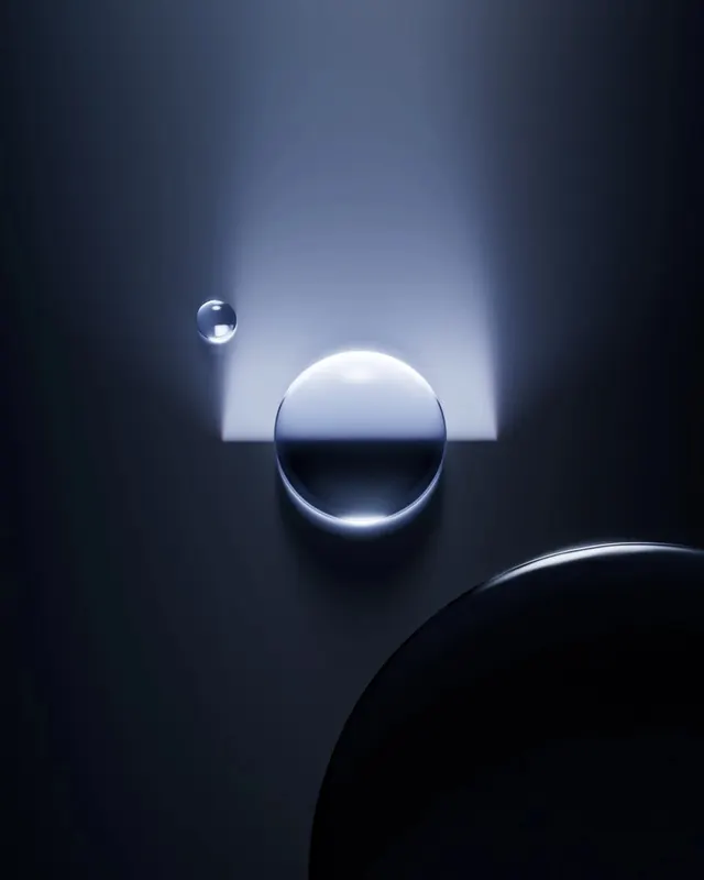 Abstract Spheres with Light Play, minimal, 3d-render, dark