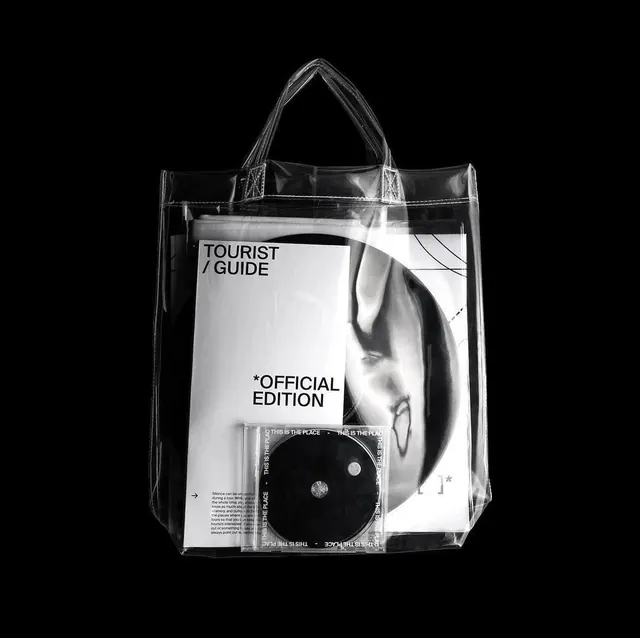 Tourist Guide Mockup in Clear Bag, minimal, swiss, monochrome