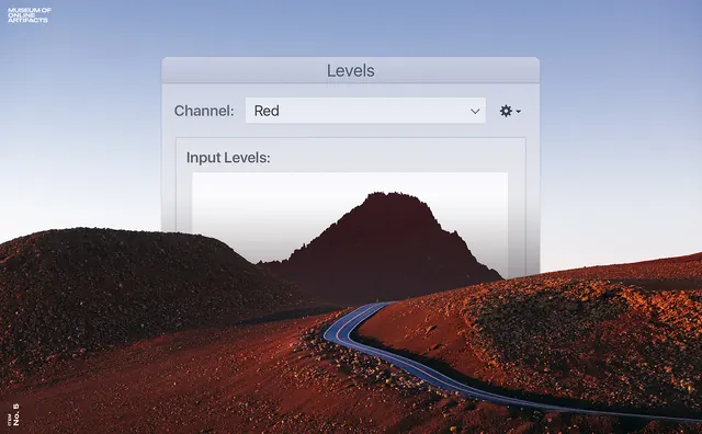 Levels UI Overlay on Landscape, minimal, technical, warm