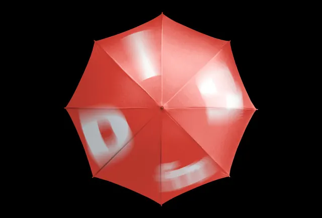 3D Red Umbrella Graphic, 3d-render, geometric, vibrant