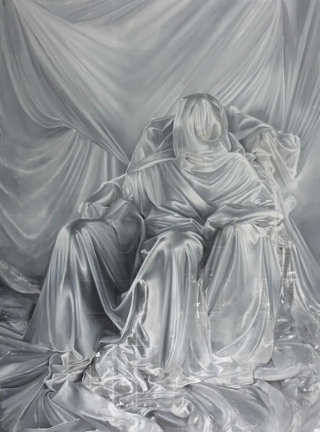 Monochrome Drapery Figure, monochrome, organic, monochrome