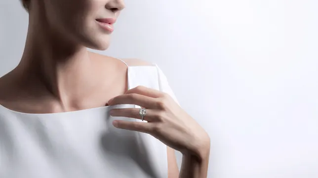 Woman in White Dress with Ring, minimal, luxury, light