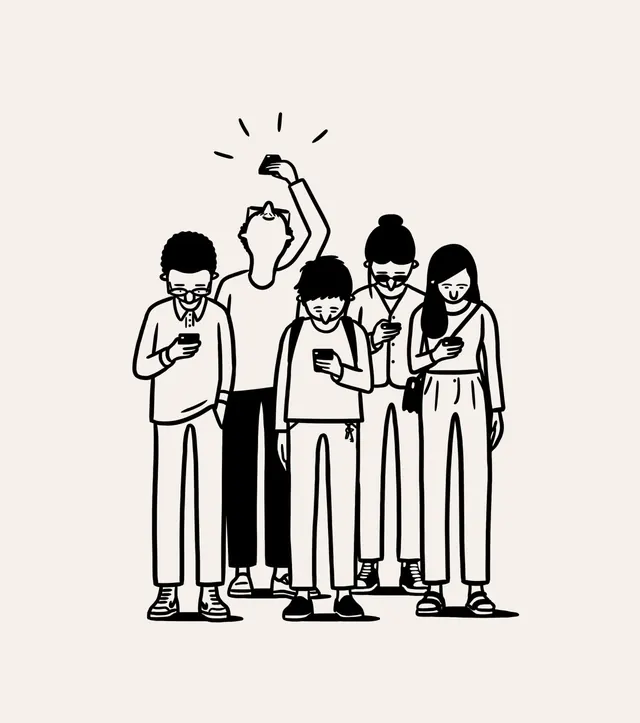 Line Art Illustration of Diverse Group, minimal, line-art, monochrome