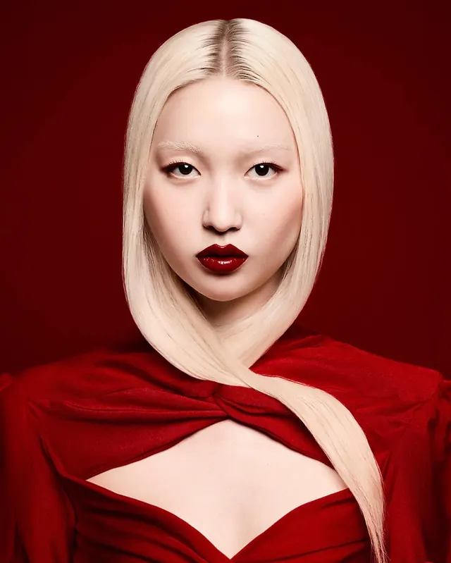 Portrait of a Woman in Red, luxury, photographic, vibrant