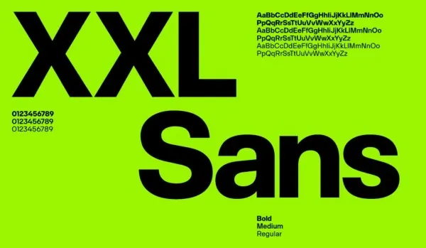 XXL Sans Type Specimen, minimal, swiss, vibrant