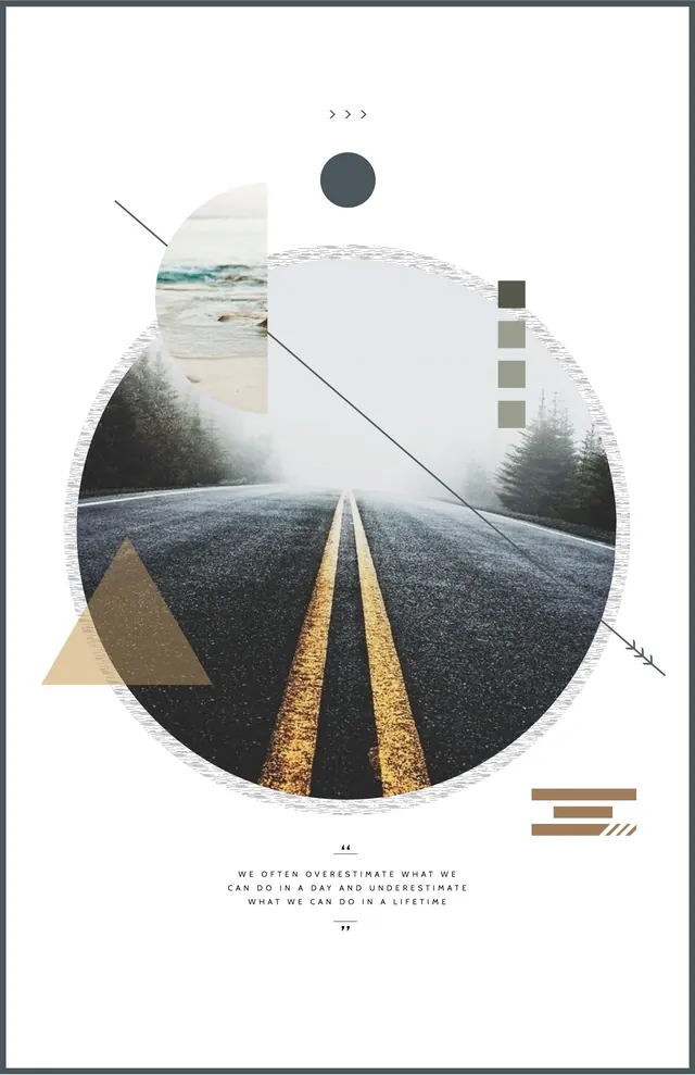 Abstract Roadway Collage, minimal, swiss, monochrome